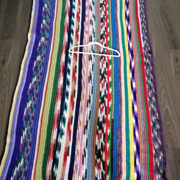 Unbranded Afghan Crochet Blanket Hand Made Rainbow Multicolor Sz 50x86